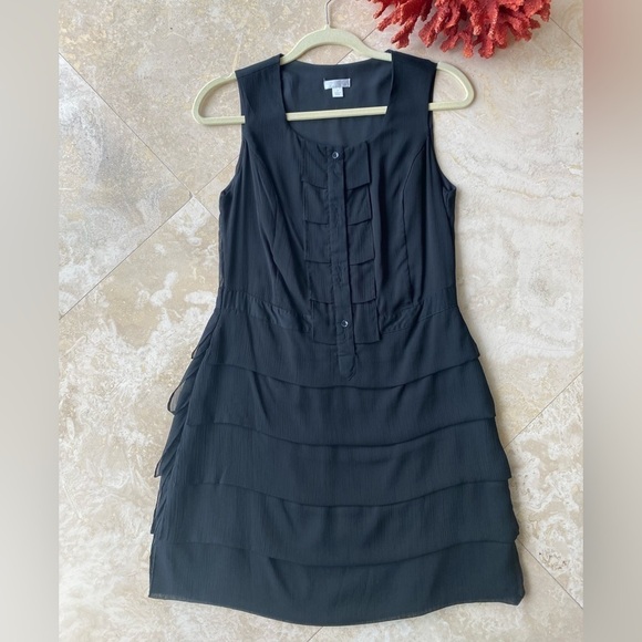 Little Black Dress Sleeveless with buttons and ruffles - size 7 / Medium - Picture 1 of 7